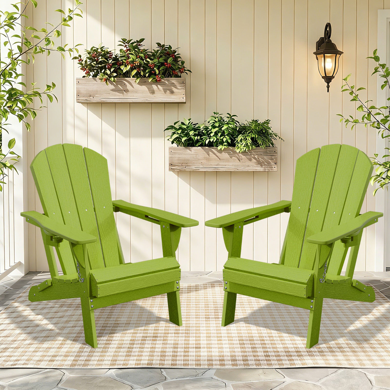 Easthome Adirondack Chair, HDPE All-Weather Outdoor Patio Lounge Chair with Cup Holder & 380lb Capacity for Deck, Garden, Poolside, Backyard