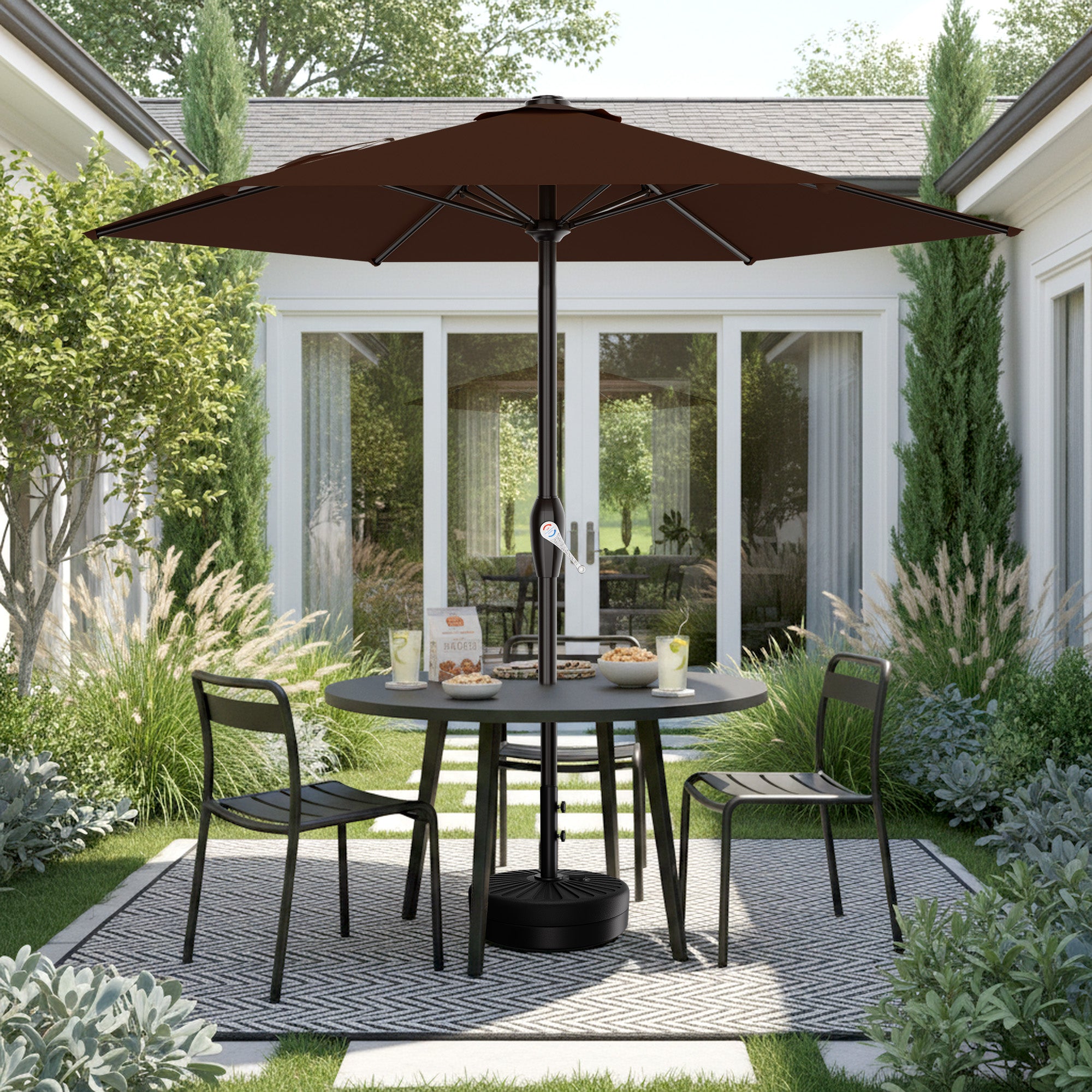 Easthome 7.5' Patio Umbrella Outdoor Table Market Umbrella with Smooth Crank handle, 6 Ribs, Backyard, Poolside, Garden