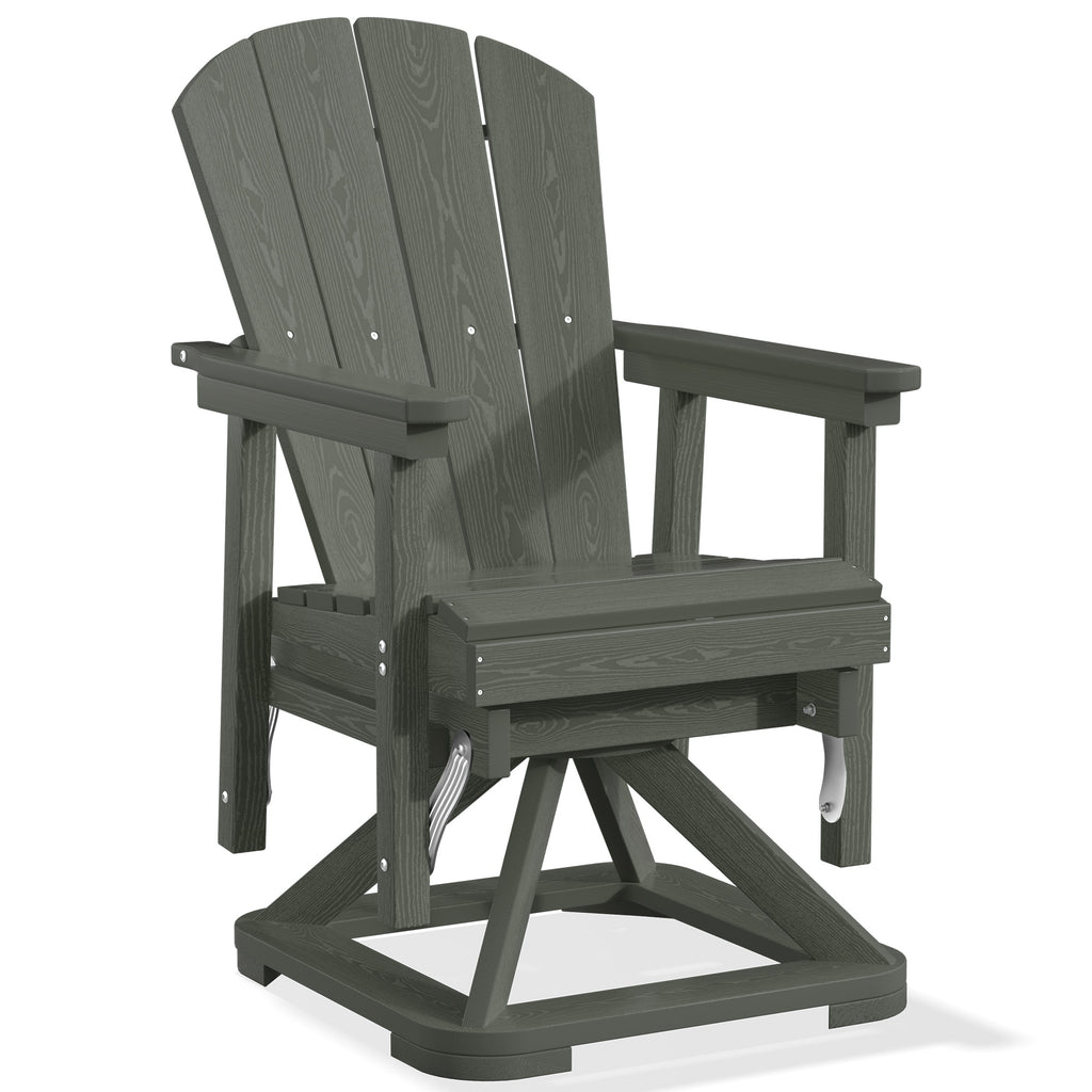 Easthome 360°Swivel Glider Adirondack Chair All-Weather HDPE Outdoor Rocking Chair with Ergonomic Backrest, Outdoor Swivel Rocker for Patio, Porch & Deck