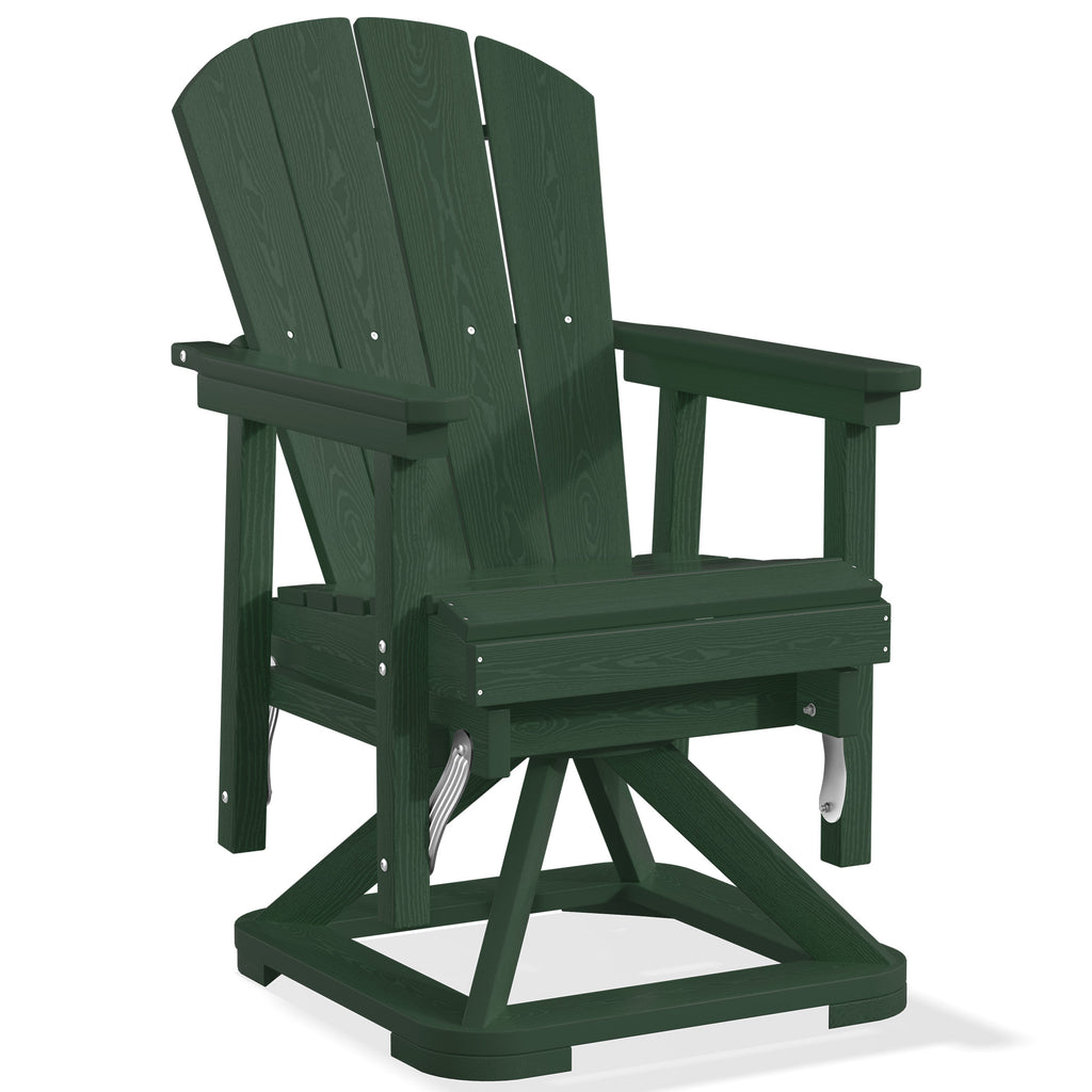 Easthome 360°Swivel Glider Adirondack Chair All-Weather HDPE Outdoor Rocking Chair with Ergonomic Backrest, Outdoor Swivel Rocker for Patio, Porch & Deck