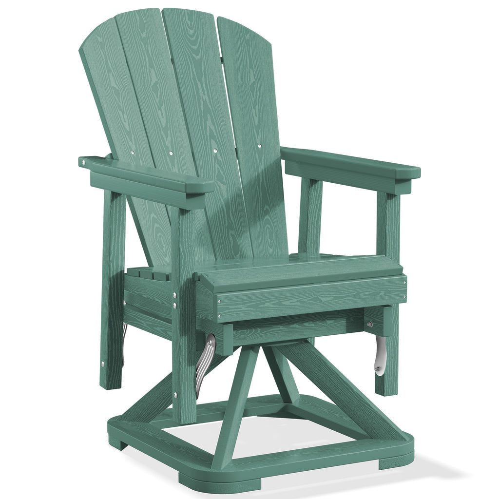 Easthome 360°Swivel Glider Adirondack Chair All-Weather HDPE Outdoor Rocking Chair with Ergonomic Backrest, Outdoor Swivel Rocker for Patio, Porch & Deck