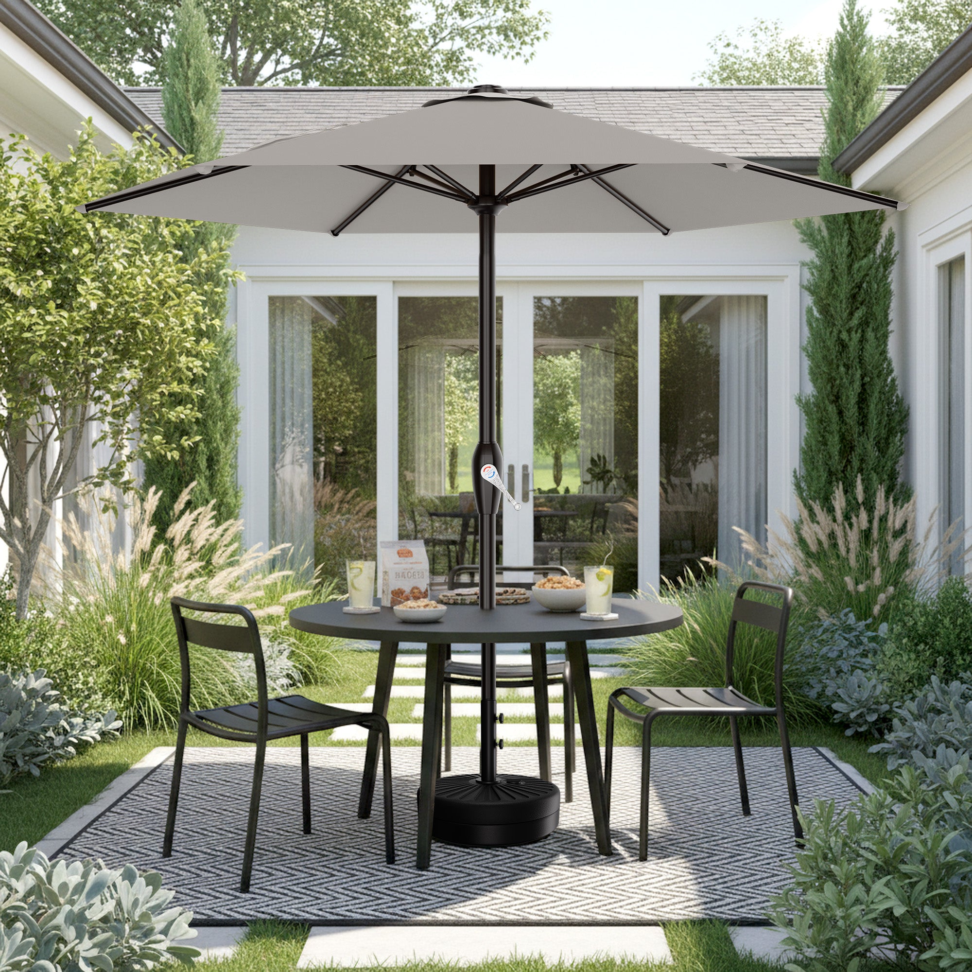 Easthome 7.5' Patio Umbrella Outdoor Table Market Umbrella with Smooth Crank handle, 6 Ribs, Backyard, Poolside, Garden
