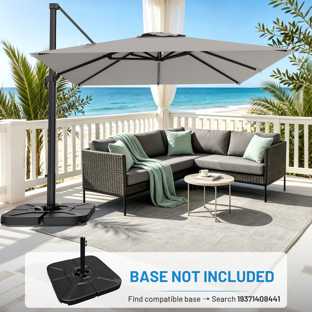 Easthome 10 × 10FT Square Cantilever Patio Umbrella, 360° Rotating Offset Umbrella with Crank, 8 ribs, Outdoor Hanging Roman Umbrella for Garden Deck Backyard
