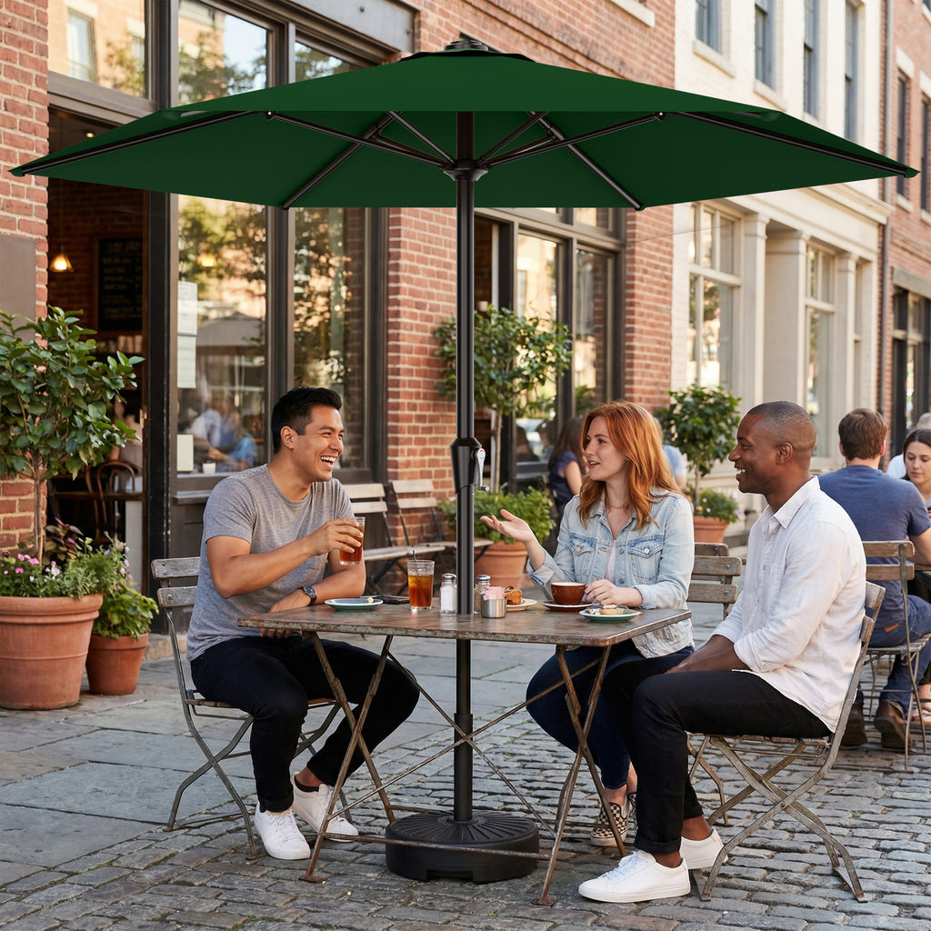 Easthome 9ft Patio Umbrella with Crank Lift System & 6 Sturdy Ribs Waterproof, Patio Table Umbrella Perfect for Poolside, Terrace, Beach and Outdoor Restaurant