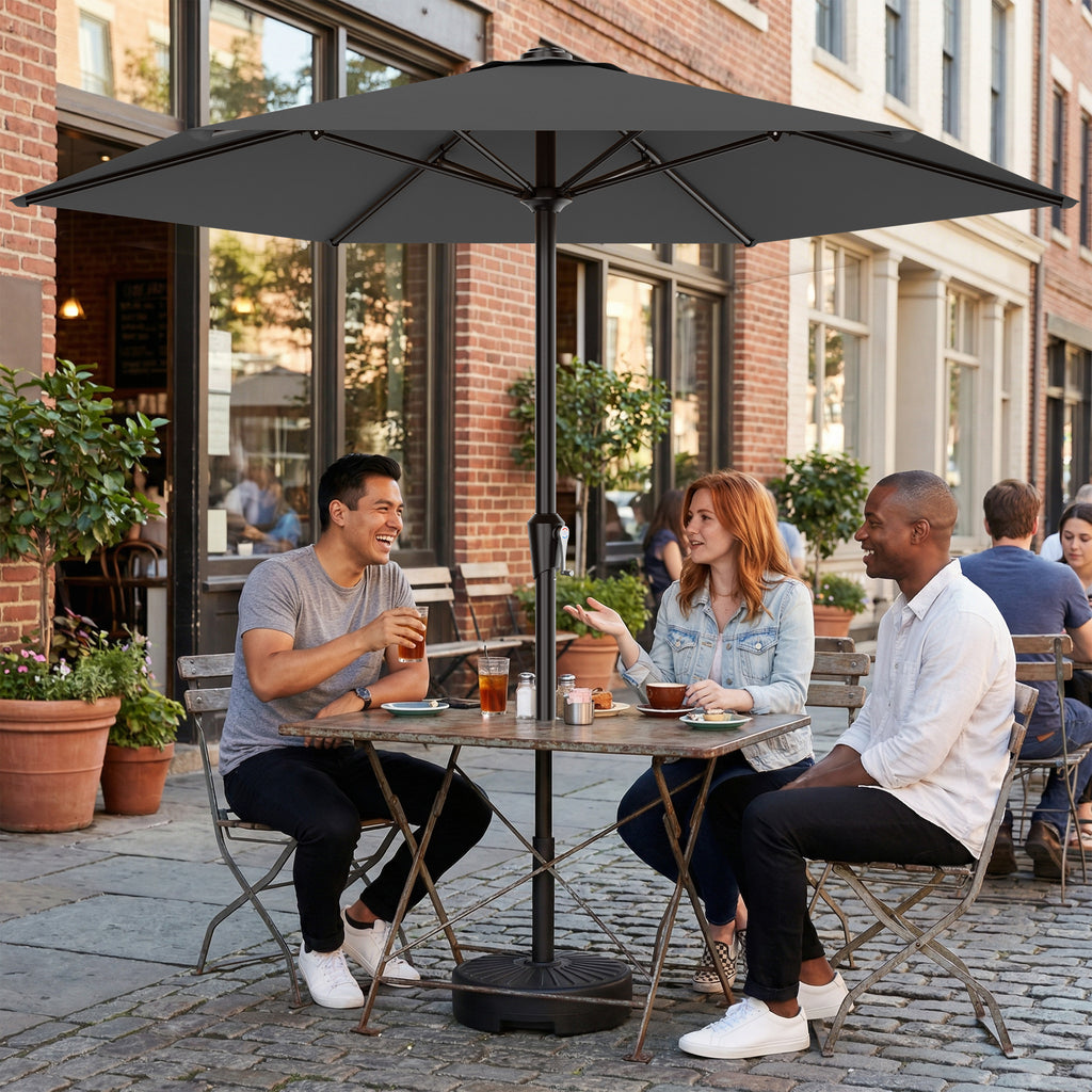 Easthome 9ft Patio Umbrella with Crank Lift System & 6 Sturdy Ribs Waterproof, Patio Table Umbrella Perfect for Poolside, Terrace, Beach and Outdoor Restaurant