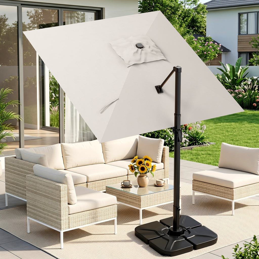 Easthome 10 × 10FT Square Cantilever Patio Umbrella, 360° Rotating Offset Umbrella with Crank, 8 ribs, Outdoor Hanging Roman Umbrella for Garden Deck Backyard