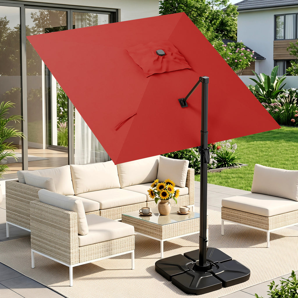 Easthome 10 × 10FT Square Cantilever Patio Umbrella, 360° Rotating Offset Umbrella with Crank, 8 ribs, Outdoor Hanging Roman Umbrella for Garden Deck Backyard