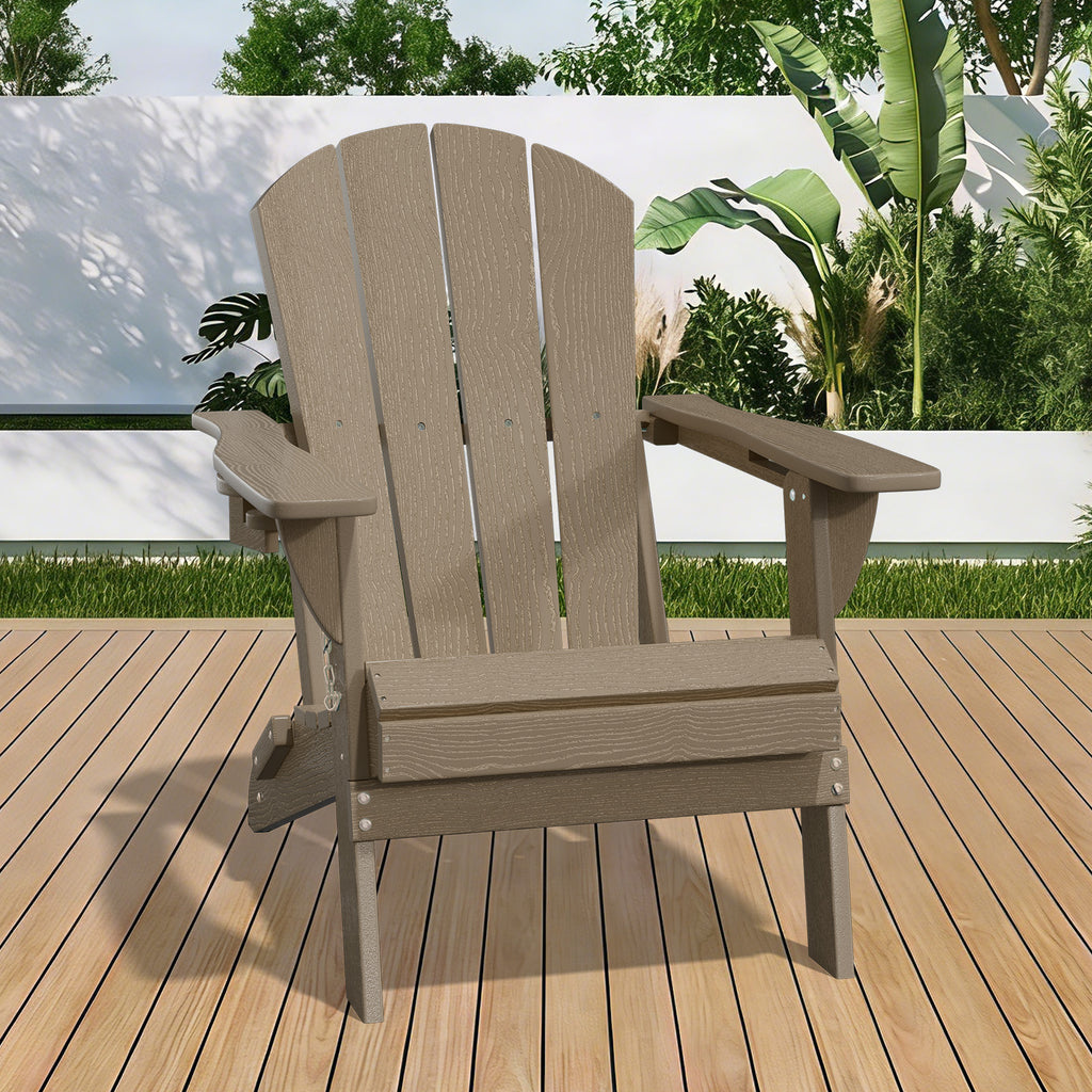 Easthome Adirondack Chair, HDPE All-Weather Outdoor Patio Lounge Chair with Cup Holder & 380lb Capacity for Deck, Garden, Poolside, Backyard