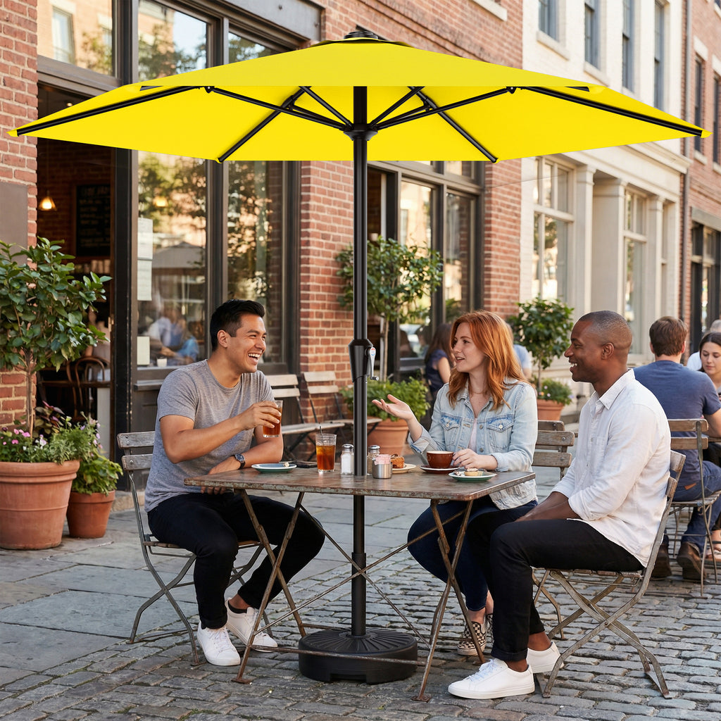 Easthome 9ft Patio Umbrella with Crank Lift System & 6 Sturdy Ribs Waterproof, Patio Table Umbrella Perfect for Poolside, Terrace, Beach and Outdoor Restaurant