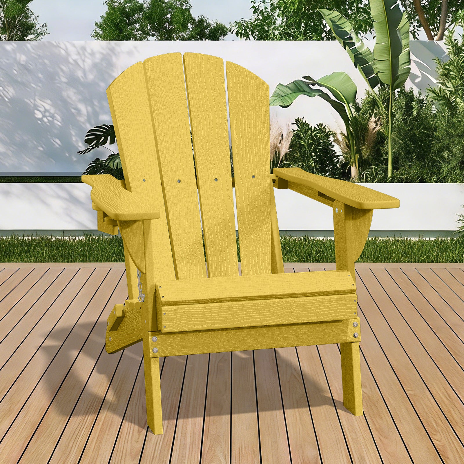 Easthome Adirondack Chair, HDPE All-Weather Outdoor Patio Lounge Chair with Cup Holder & 380lb Capacity for Deck, Garden, Poolside, Backyard