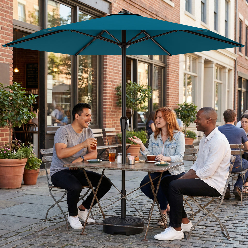 Easthome 9ft Patio Umbrella with Crank Lift System & 6 Sturdy Ribs Waterproof, Patio Table Umbrella Perfect for Poolside, Terrace, Beach and Outdoor Restaurant