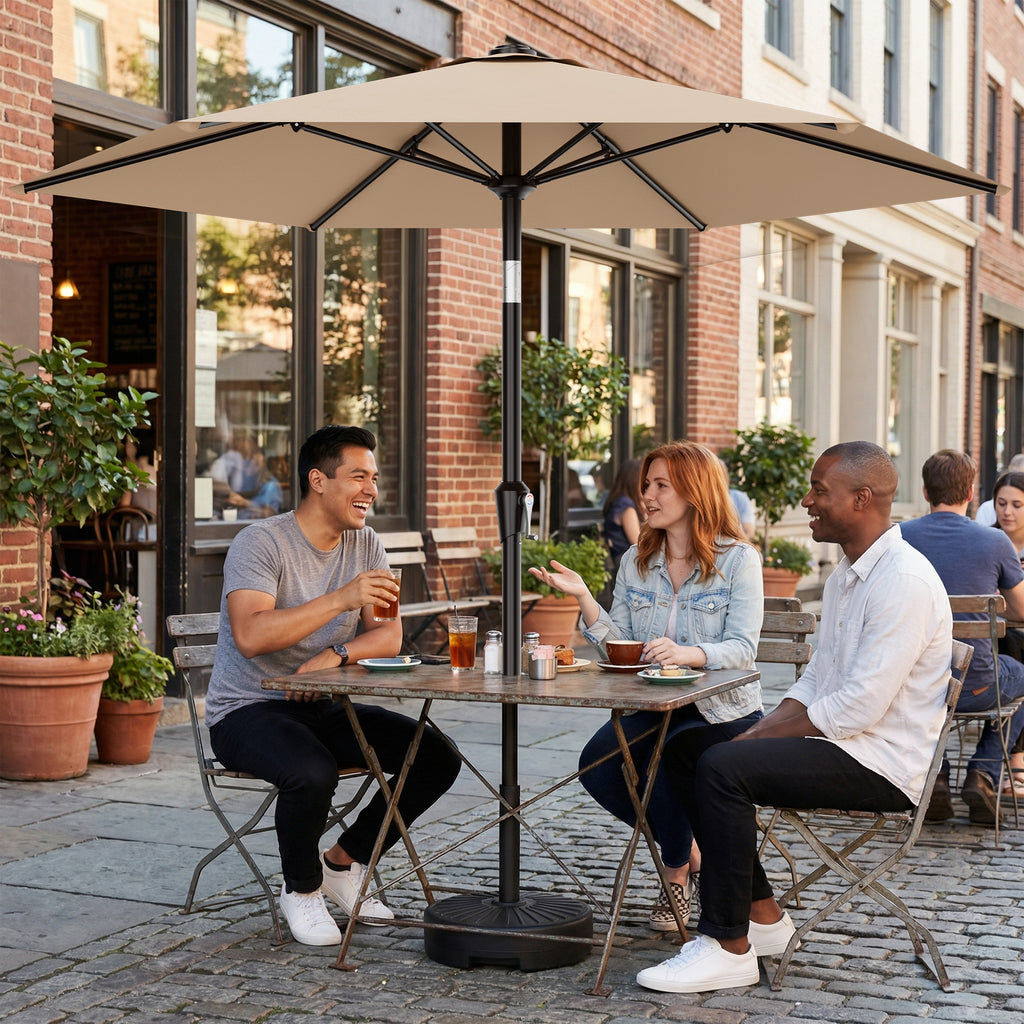 Easthome 9ft Patio Umbrella with Crank Lift System & 6 Sturdy Ribs Waterproof, Patio Table Umbrella Perfect for Poolside, Terrace, Beach and Outdoor Restaurant