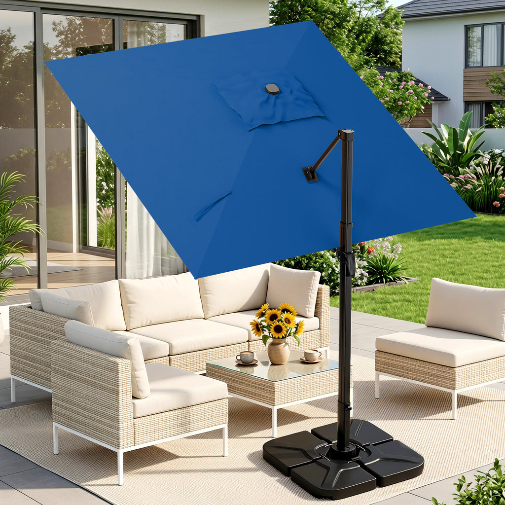 Easthome 10 × 10FT Square Cantilever Patio Umbrella, 360° Rotating Offset Umbrella with Crank, 8 ribs, Outdoor Hanging Roman Umbrella for Garden Deck Backyard