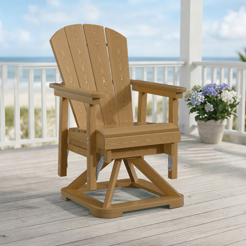 Easthome 360°Swivel Glider Adirondack Chair All-Weather HDPE Outdoor Rocking Chair with Ergonomic Backrest, Outdoor Swivel Rocker for Patio, Porch & Deck