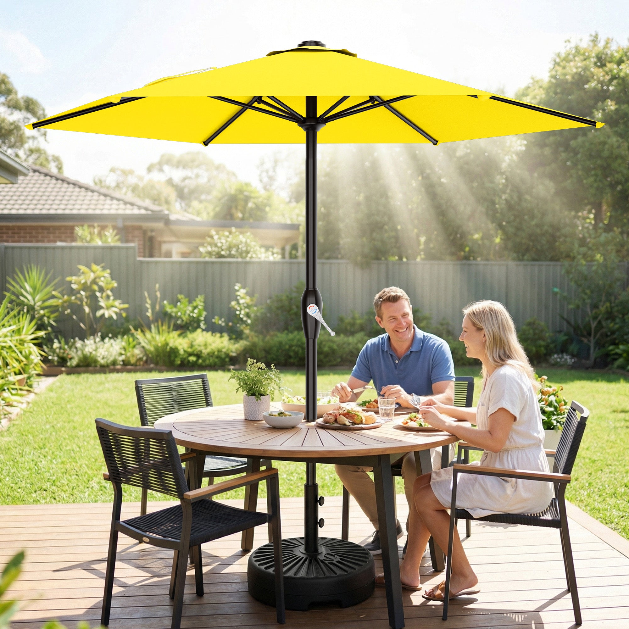 Easthome 7.5' Patio Umbrella Outdoor Table Market Umbrella with Smooth Crank handle, 6 Ribs, Backyard, Poolside, Garden