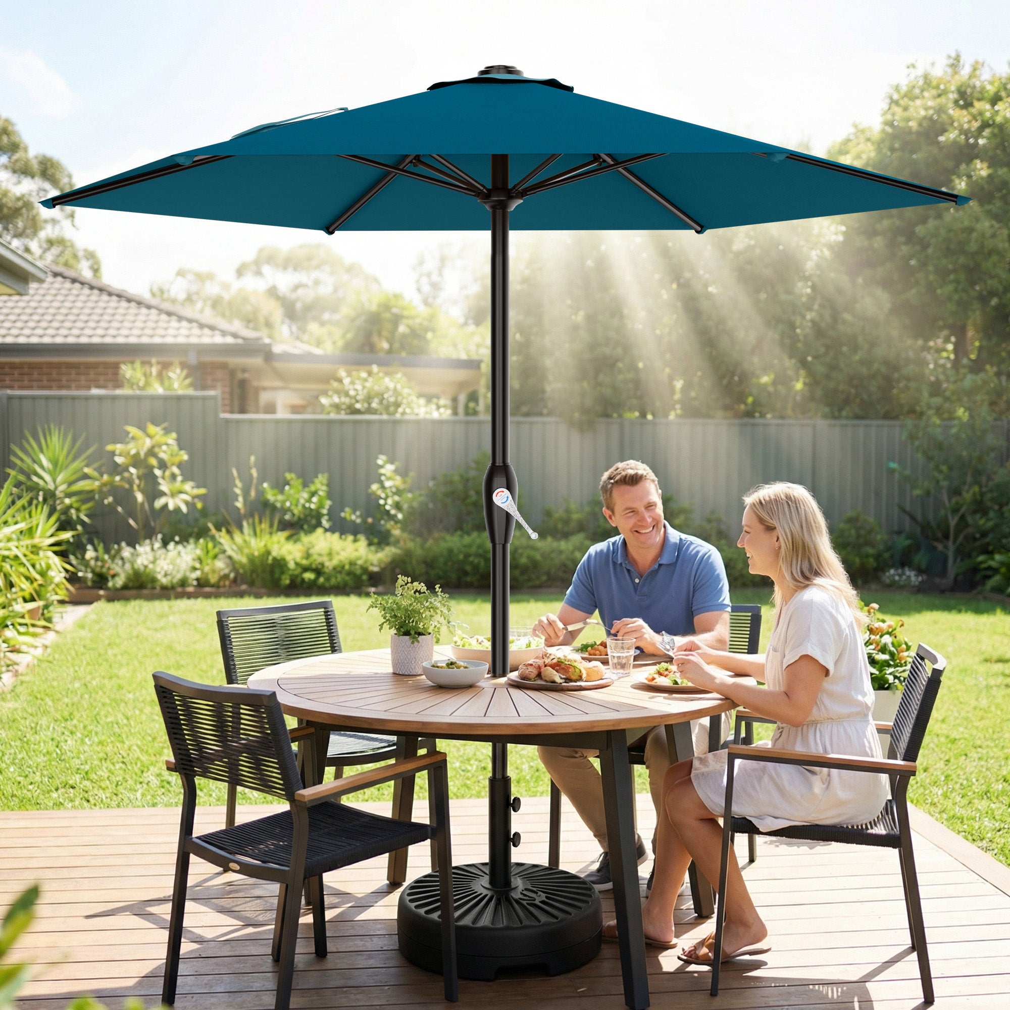 Easthome 7.5' Patio Umbrella Outdoor Table Market Umbrella with Smooth Crank handle, 6 Ribs, Backyard, Poolside, Garden