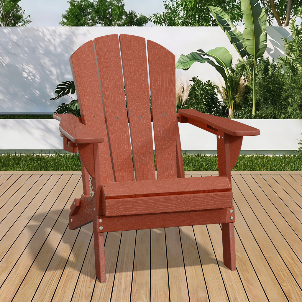 Easthome Adirondack Chair, HDPE All-Weather Outdoor Patio Lounge Chair with Cup Holder & 380lb Capacity for Deck, Garden, Poolside, Backyard