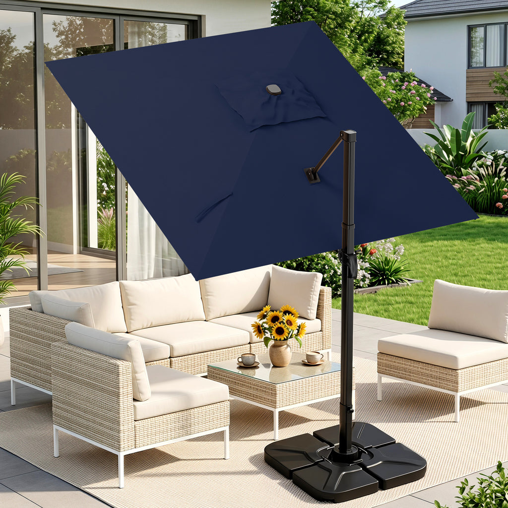 Easthome 10 × 10FT Square Cantilever Patio Umbrella, 360° Rotating Offset Umbrella with Crank, 8 ribs, Outdoor Hanging Roman Umbrella for Garden Deck Backyard