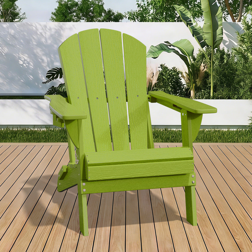 Easthome Adirondack Chair, HDPE All-Weather Outdoor Patio Lounge Chair with Cup Holder & 380lb Capacity for Deck, Garden, Poolside, Backyard