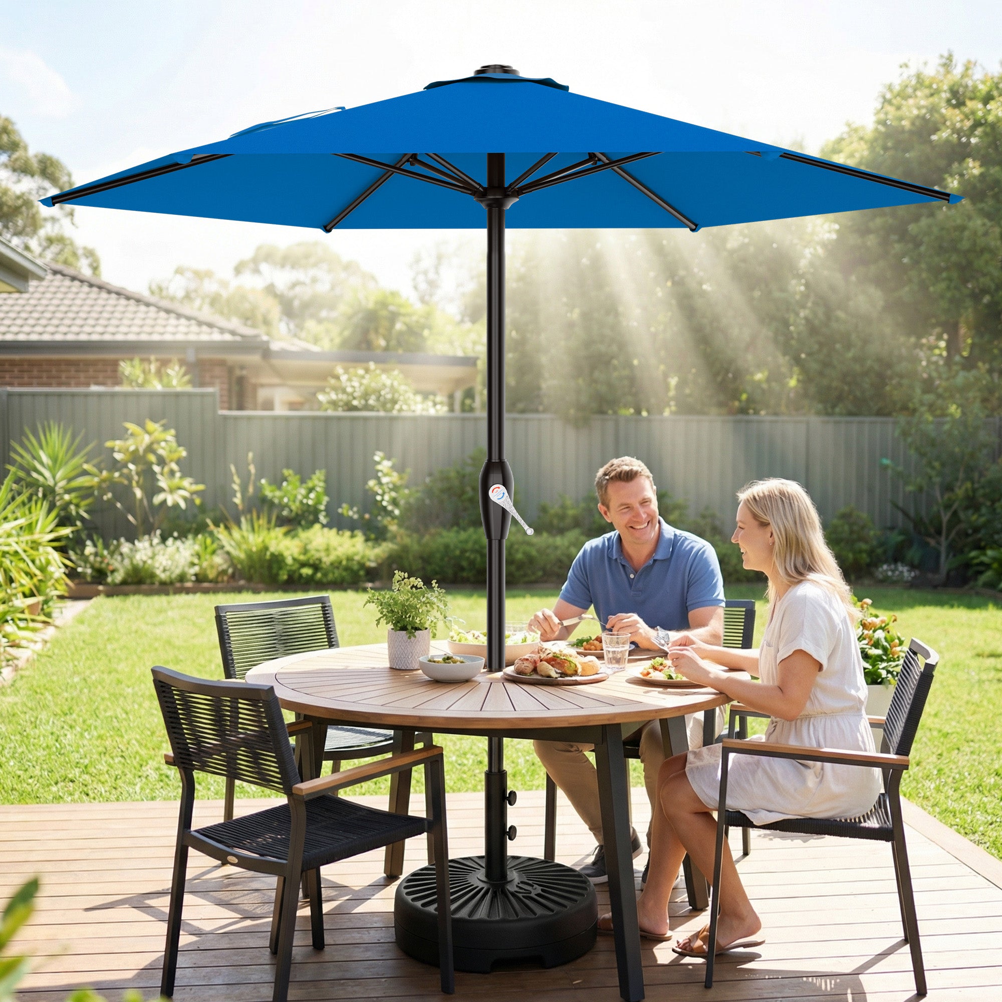Easthome 7.5' Patio Umbrella Outdoor Table Market Umbrella with Smooth Crank handle, 6 Ribs, Backyard, Poolside, Garden