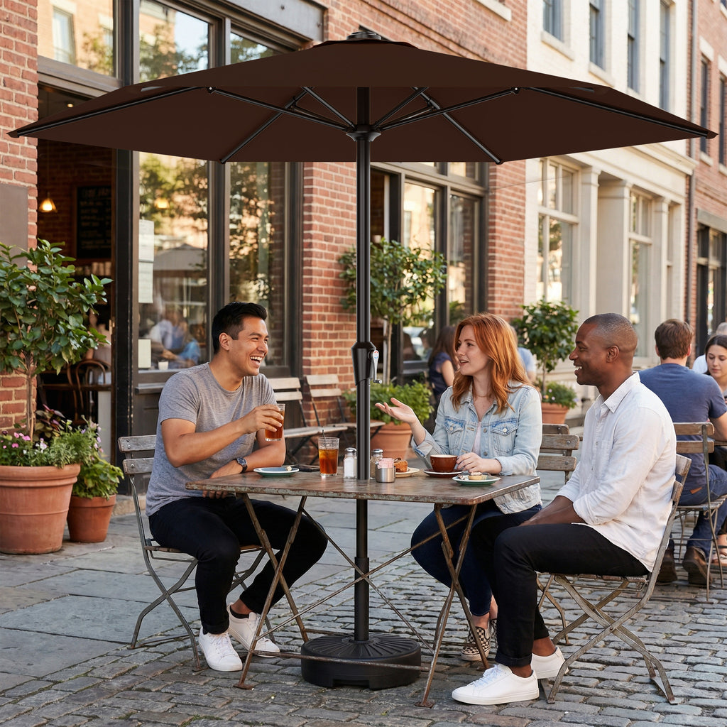 Easthome 9ft Patio Umbrella with Crank Lift System & 6 Sturdy Ribs Waterproof, Patio Table Umbrella Perfect for Poolside, Terrace, Beach and Outdoor Restaurant