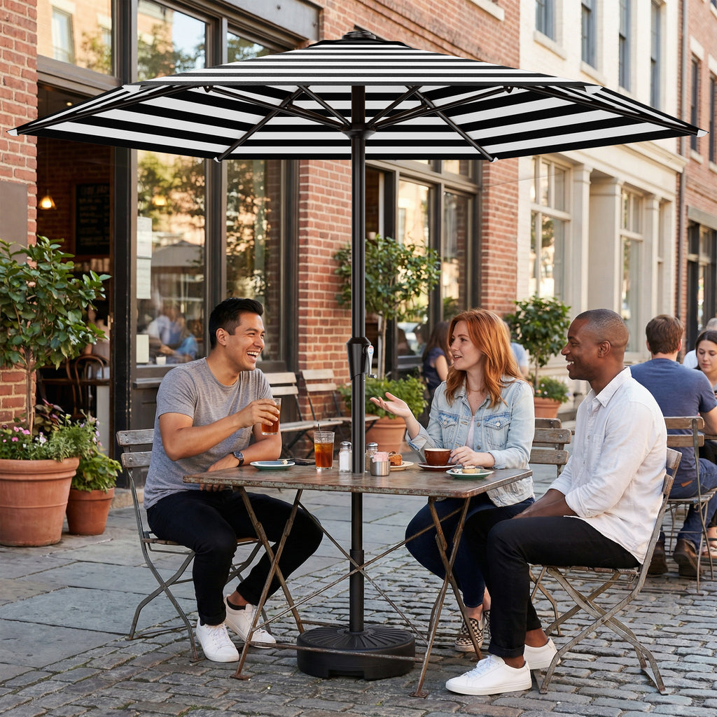 Easthome 9ft Patio Umbrella with Crank Lift System & 6 Sturdy Ribs Waterproof, Patio Table Umbrella Perfect for Poolside, Terrace, Beach and Outdoor Restaurant