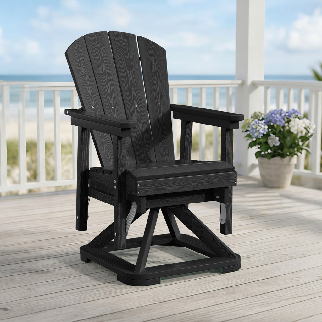 Easthome 360°Swivel Glider Adirondack Chair All-Weather HDPE Outdoor Rocking Chair with Ergonomic Backrest, Outdoor Swivel Rocker for Patio, Porch & Deck