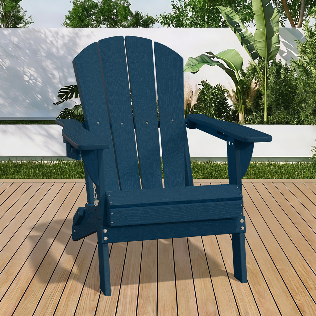 Easthome Adirondack Chair, HDPE All-Weather Outdoor Patio Lounge Chair with Cup Holder & 380lb Capacity for Deck, Garden, Poolside, Backyard
