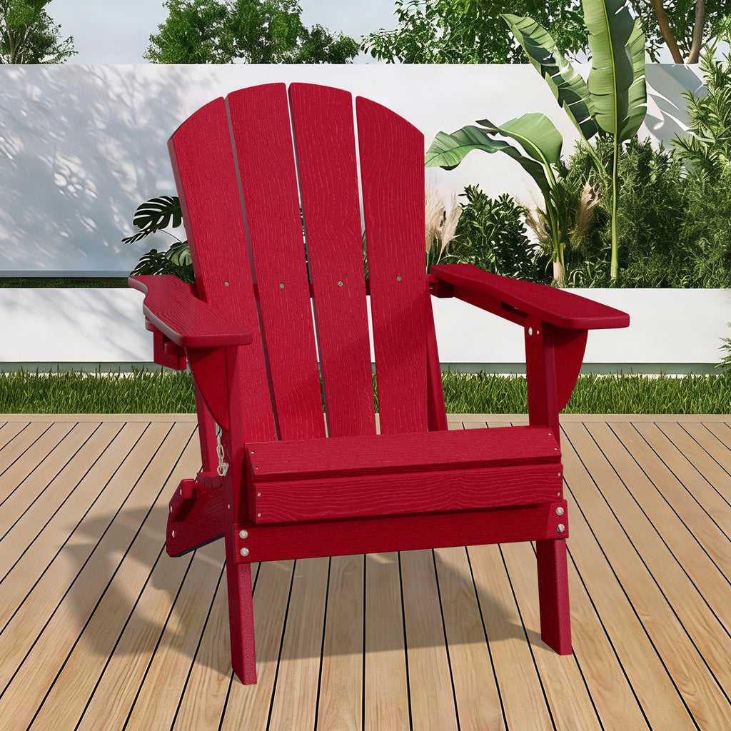 Easthome Adirondack Chair, HDPE All-Weather Outdoor Patio Lounge Chair with Cup Holder & 380lb Capacity for Deck, Garden, Poolside, Backyard