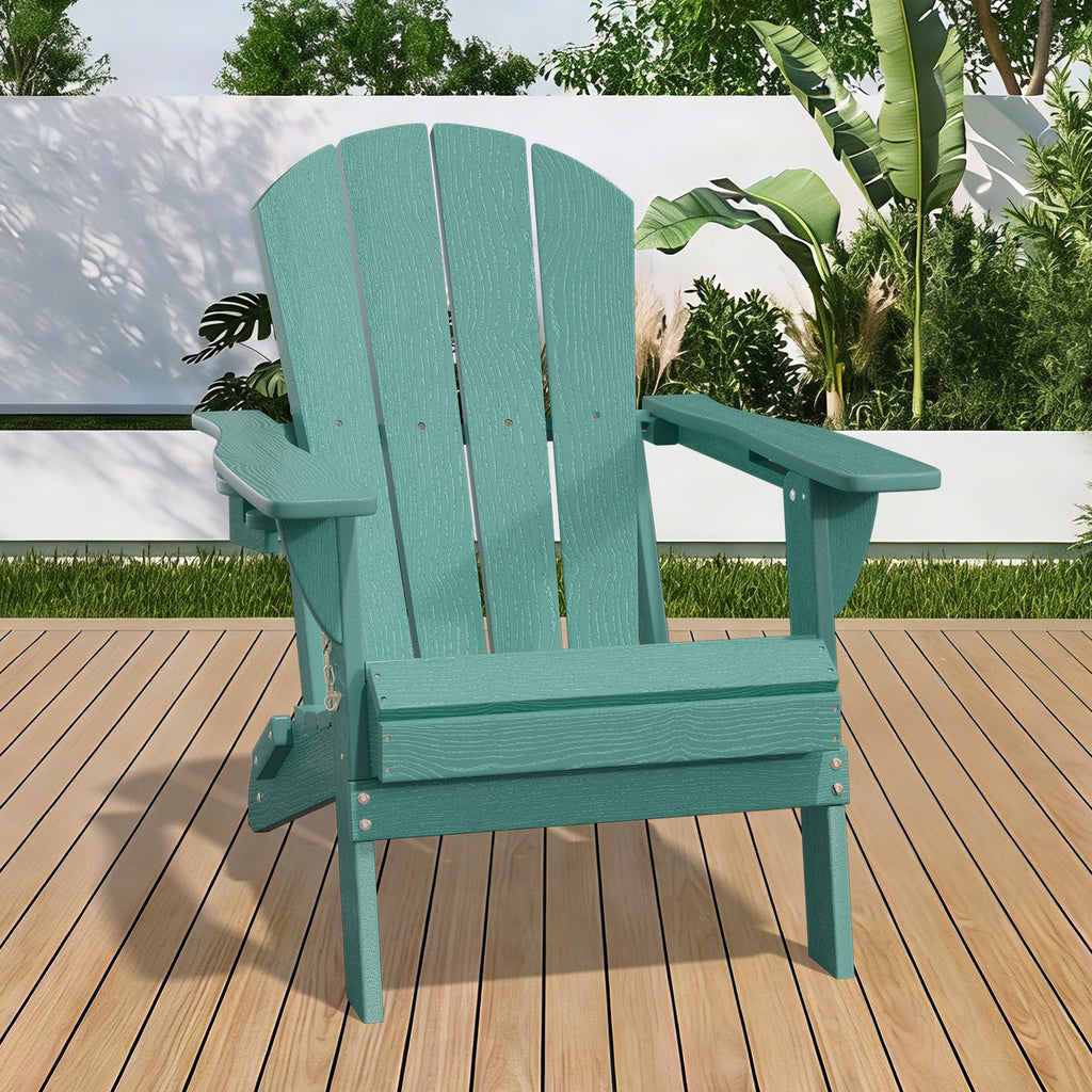 Easthome Adirondack Chair, HDPE All-Weather Outdoor Patio Lounge Chair with Cup Holder & 380lb Capacity for Deck, Garden, Poolside, Backyard