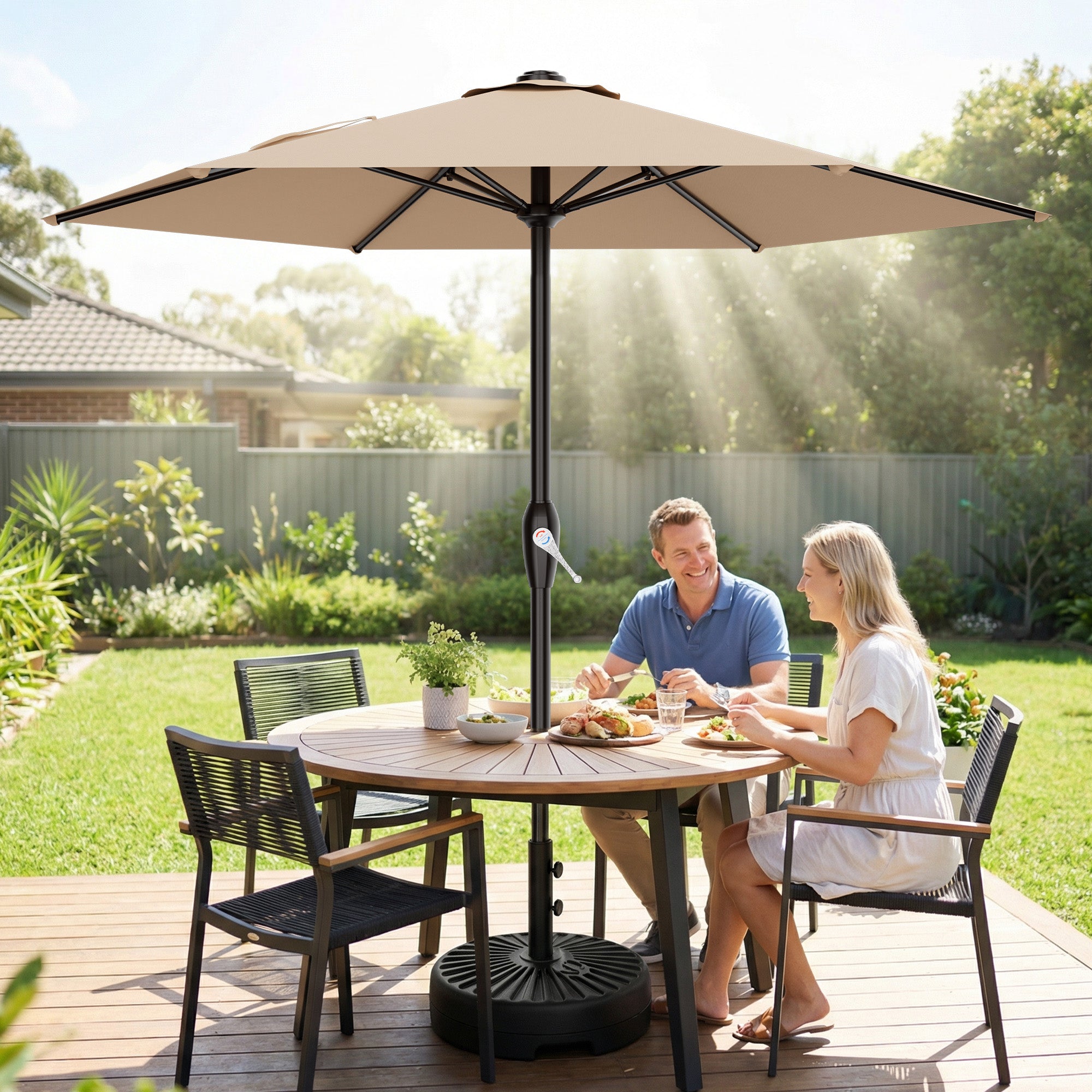 Easthome 7.5' Patio Umbrella Outdoor Table Market Umbrella with Smooth Crank handle, 6 Ribs, Backyard, Poolside, Garden
