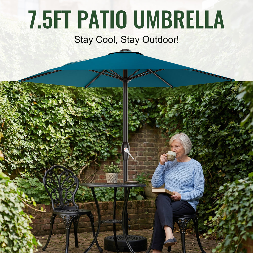 Easthome 7.5' Patio Umbrella Outdoor Table Market Umbrella with Smooth Crank handle, 6 Ribs, Backyard, Poolside, Garden