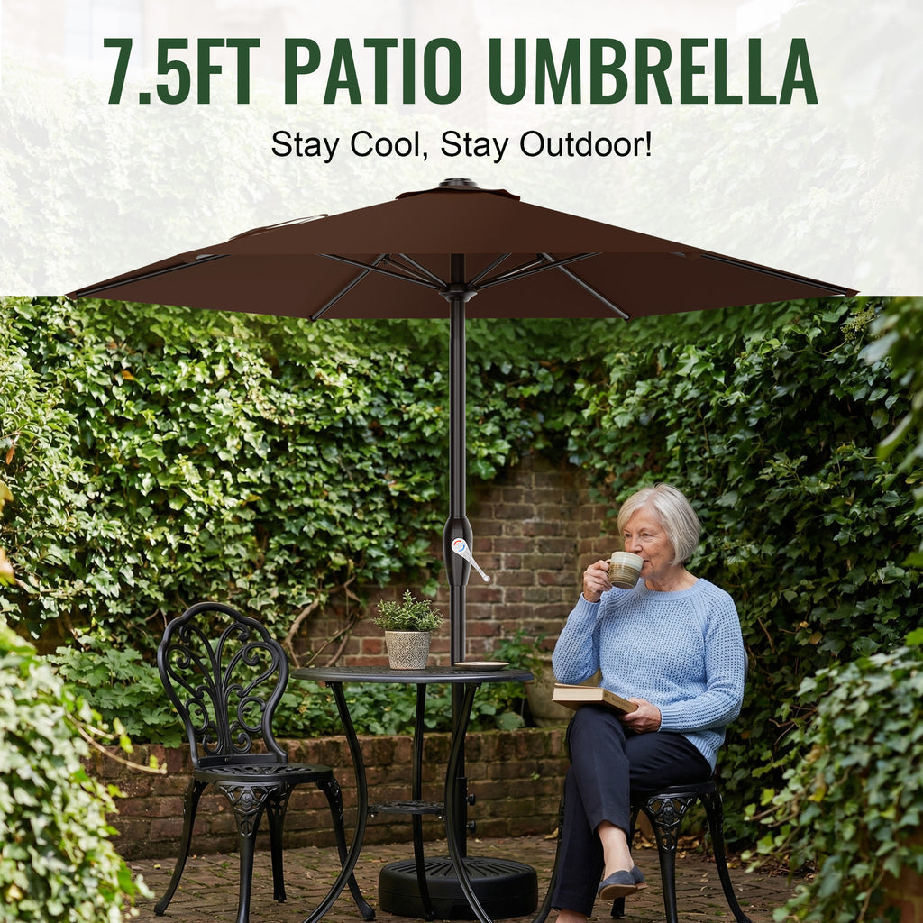 Easthome 7.5' Patio Umbrella Outdoor Table Market Umbrella with Smooth Crank handle, 6 Ribs, Backyard, Poolside, Garden