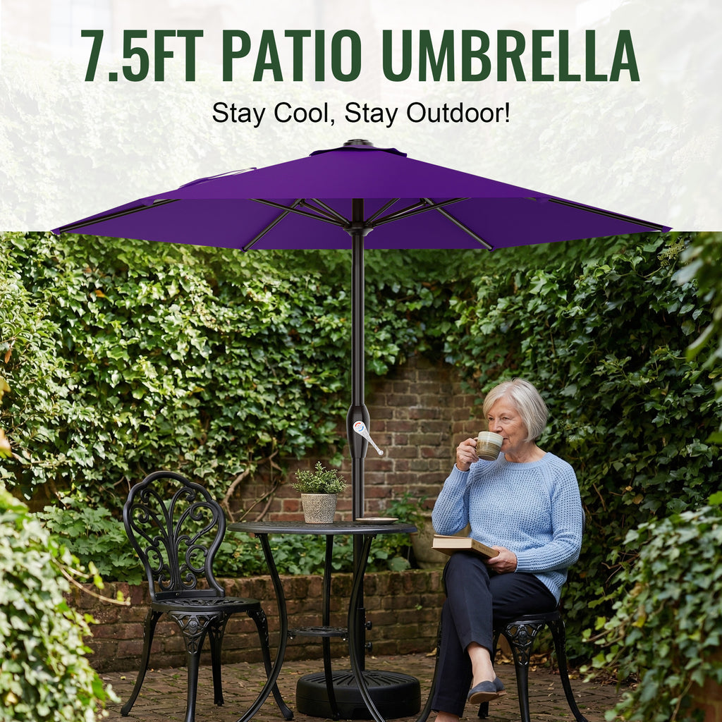 Easthome 7.5' Patio Umbrella Outdoor Table Market Umbrella with Smooth Crank handle, 6 Ribs, Backyard, Poolside, Garden