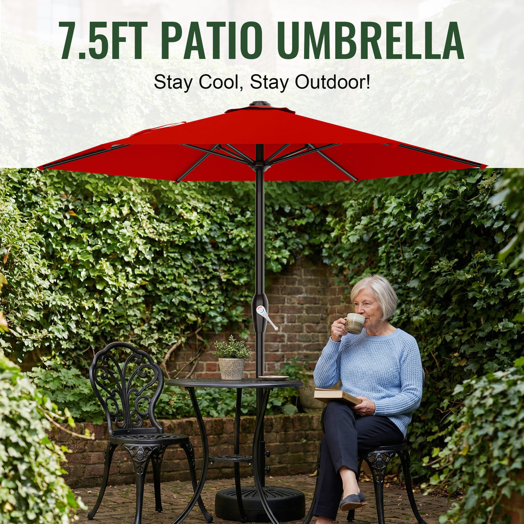 Easthome 7.5' Patio Umbrella Outdoor Table Market Umbrella with Smooth Crank handle, 6 Ribs, Backyard, Poolside, Garden
