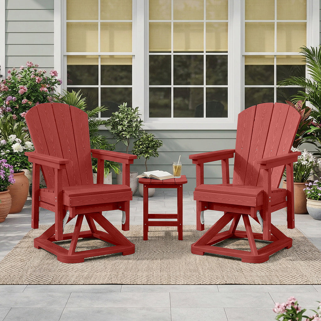 Easthome 360°Swivel Glider Adirondack Chair All-Weather HDPE Outdoor Rocking Chair with Ergonomic Backrest, Outdoor Swivel Rocker for Patio, Porch & Deck