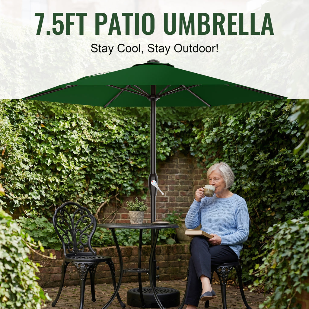Easthome 7.5' Patio Umbrella Outdoor Table Market Umbrella with Smooth Crank handle, 6 Ribs, Backyard, Poolside, Garden