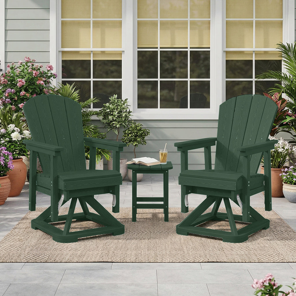 Easthome 360°Swivel Glider Adirondack Chair All-Weather HDPE Outdoor Rocking Chair with Ergonomic Backrest, Outdoor Swivel Rocker for Patio, Porch & Deck