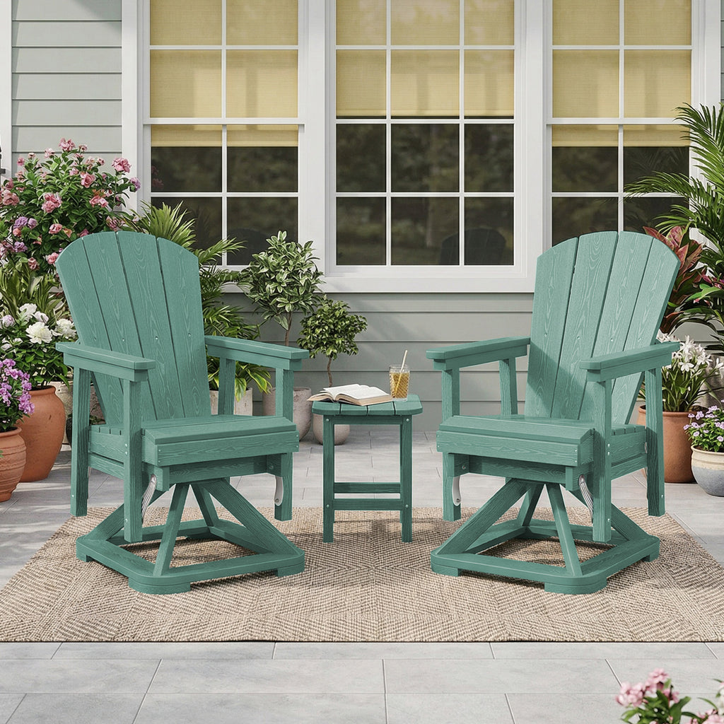 Easthome 360°Swivel Glider Adirondack Chair All-Weather HDPE Outdoor Rocking Chair with Ergonomic Backrest, Outdoor Swivel Rocker for Patio, Porch & Deck