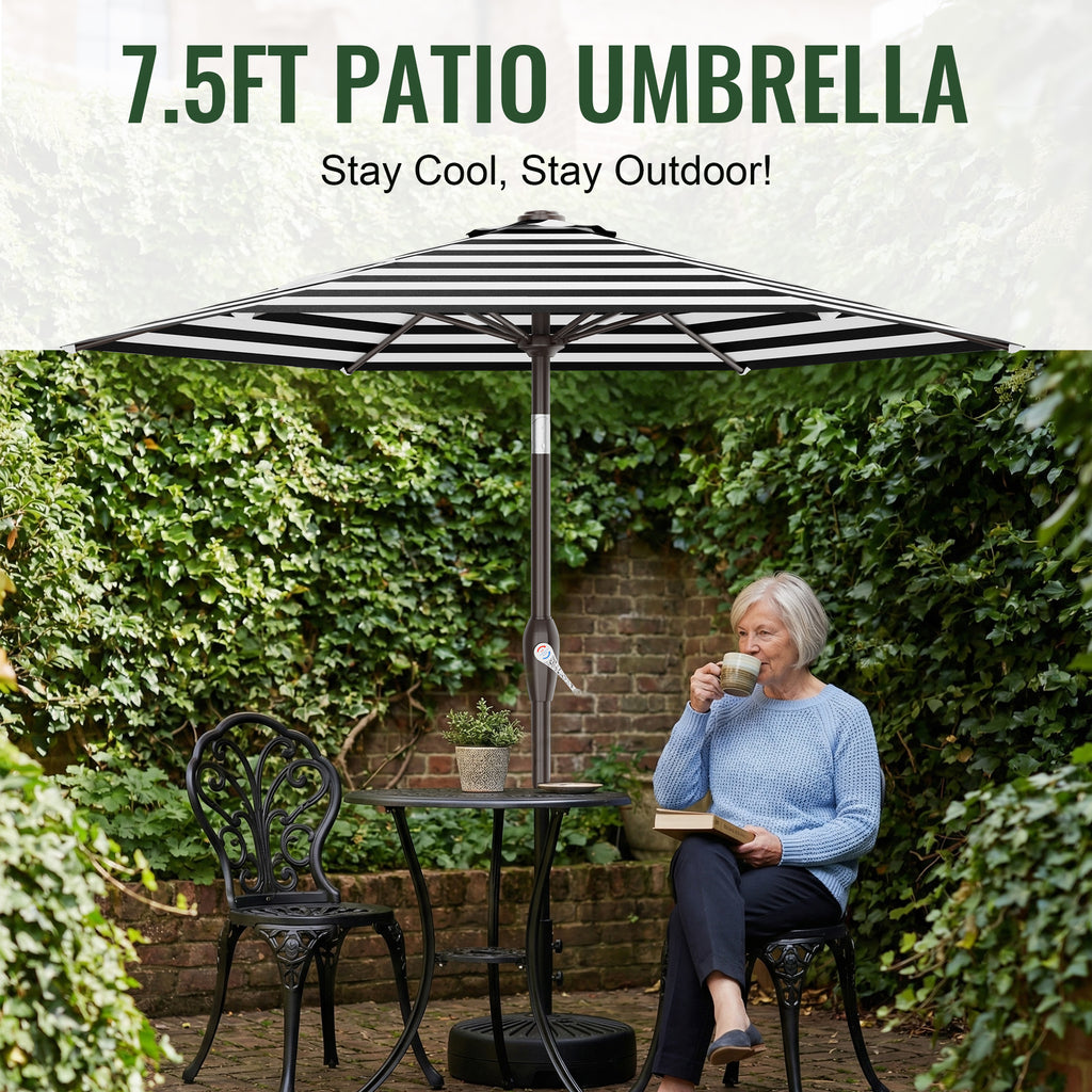 Easthome 7.5' Patio Umbrella Outdoor Table Market Umbrella with Smooth Crank handle, 6 Ribs, Backyard, Poolside, Garden