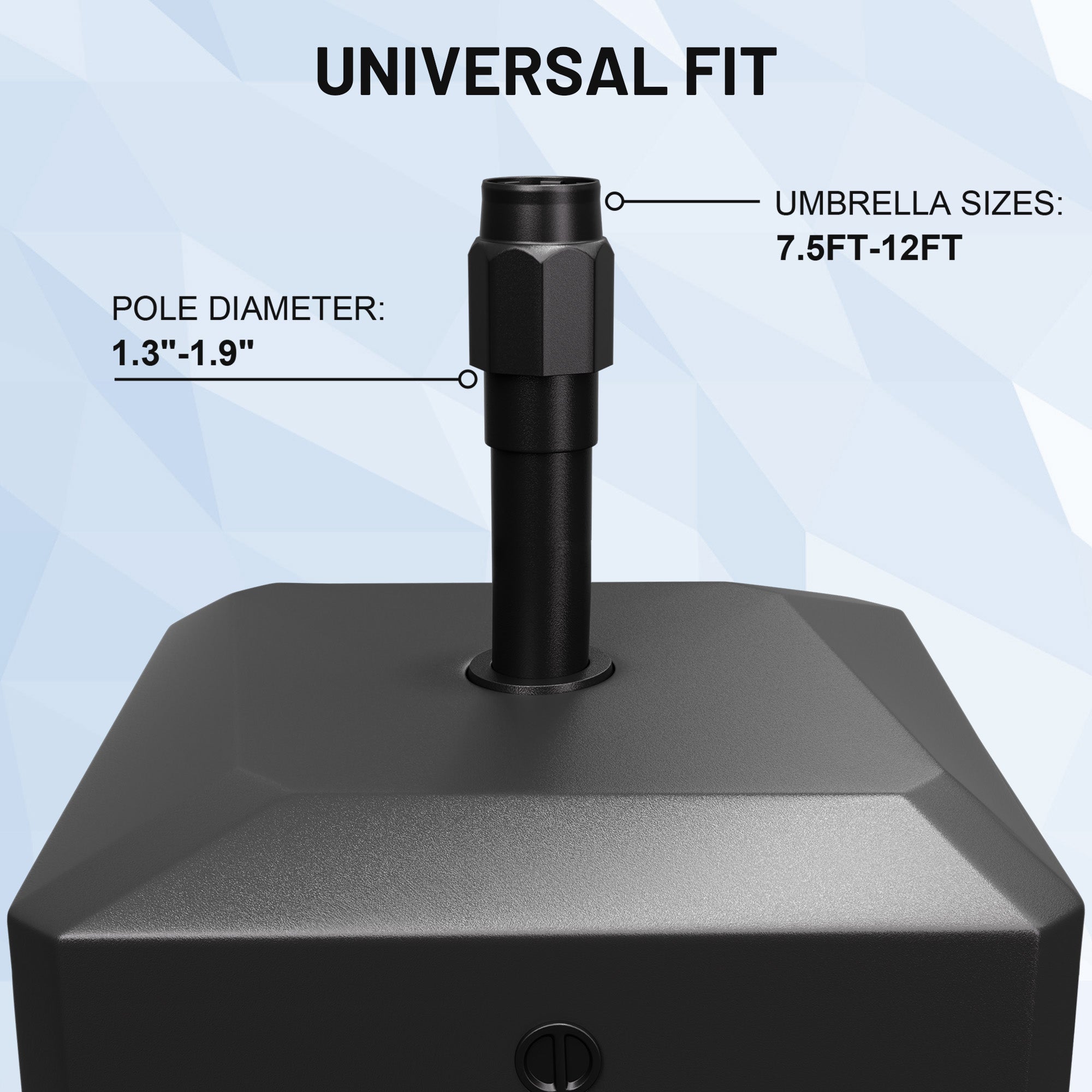 Easthome Heavy Duty Mobile Umbrella Stand with Wheels, Fillable Base Holds 135lbs - Wind Resistant Outdoor Patio Umbrella Holder for Deck, Poolside, Lawn, Garden, Backyard, Market Stall