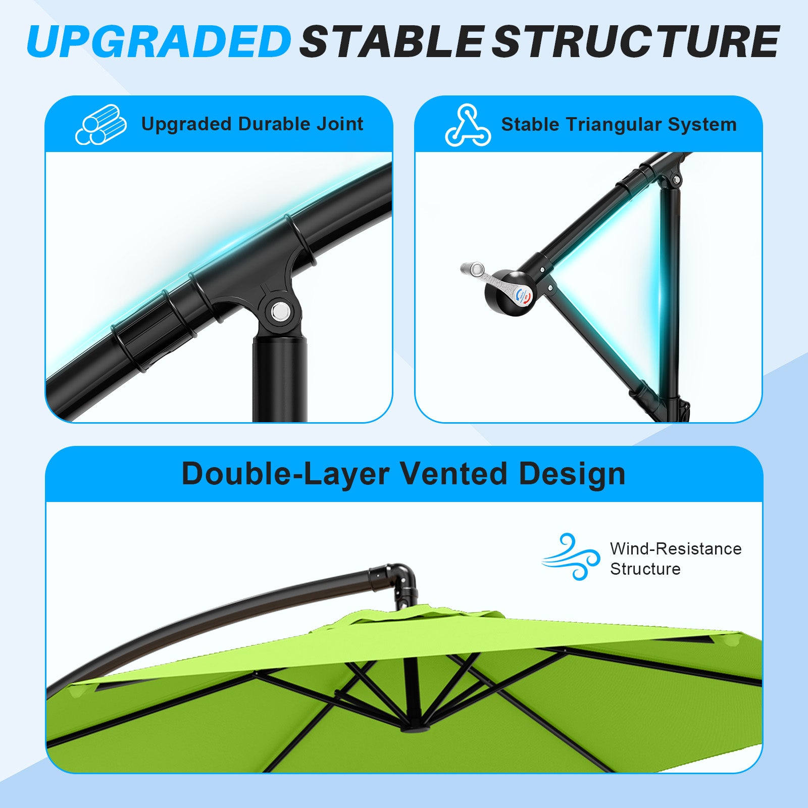 Easthome 10ft Offset Hanging Market Patio Umbrella for Backyard, Poolside, Lawn and Garden w/Easy Tilt Adjustment, Polyester Shade, 6 Ribs