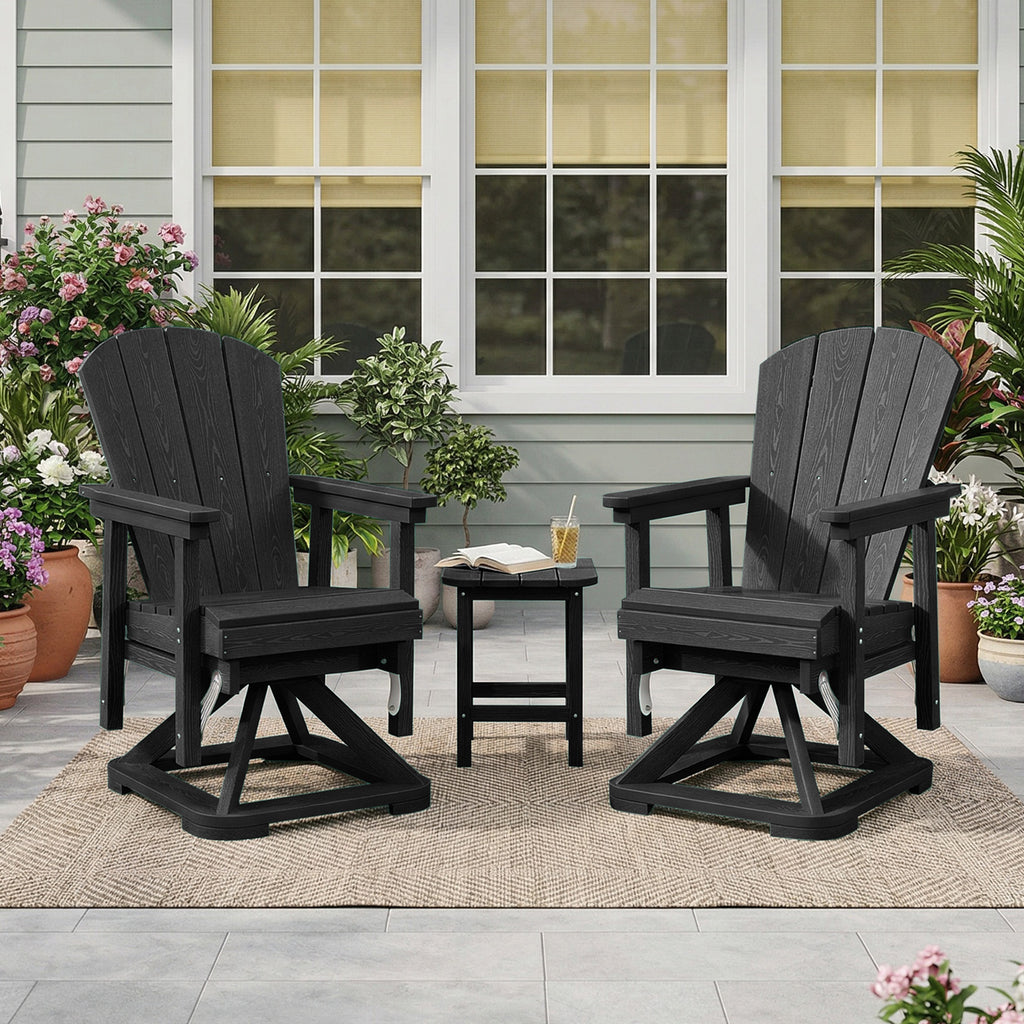 Easthome 360°Swivel Glider Adirondack Chair All-Weather HDPE Outdoor Rocking Chair with Ergonomic Backrest, Outdoor Swivel Rocker for Patio, Porch & Deck
