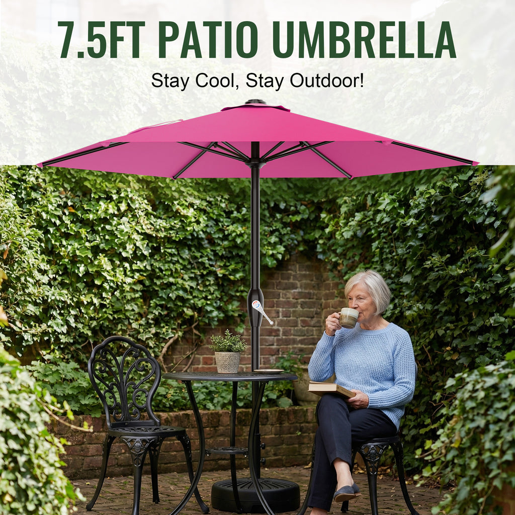Easthome 7.5' Patio Umbrella Outdoor Table Market Umbrella with Smooth Crank handle, 6 Ribs, Backyard, Poolside, Garden