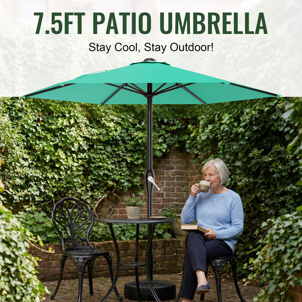 Easthome 7.5' Patio Umbrella Outdoor Table Market Umbrella with Smooth Crank handle, 6 Ribs, Backyard, Poolside, Garden