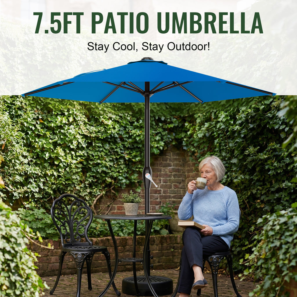 Easthome 7.5' Patio Umbrella Outdoor Table Market Umbrella with Smooth Crank handle, 6 Ribs, Backyard, Poolside, Garden