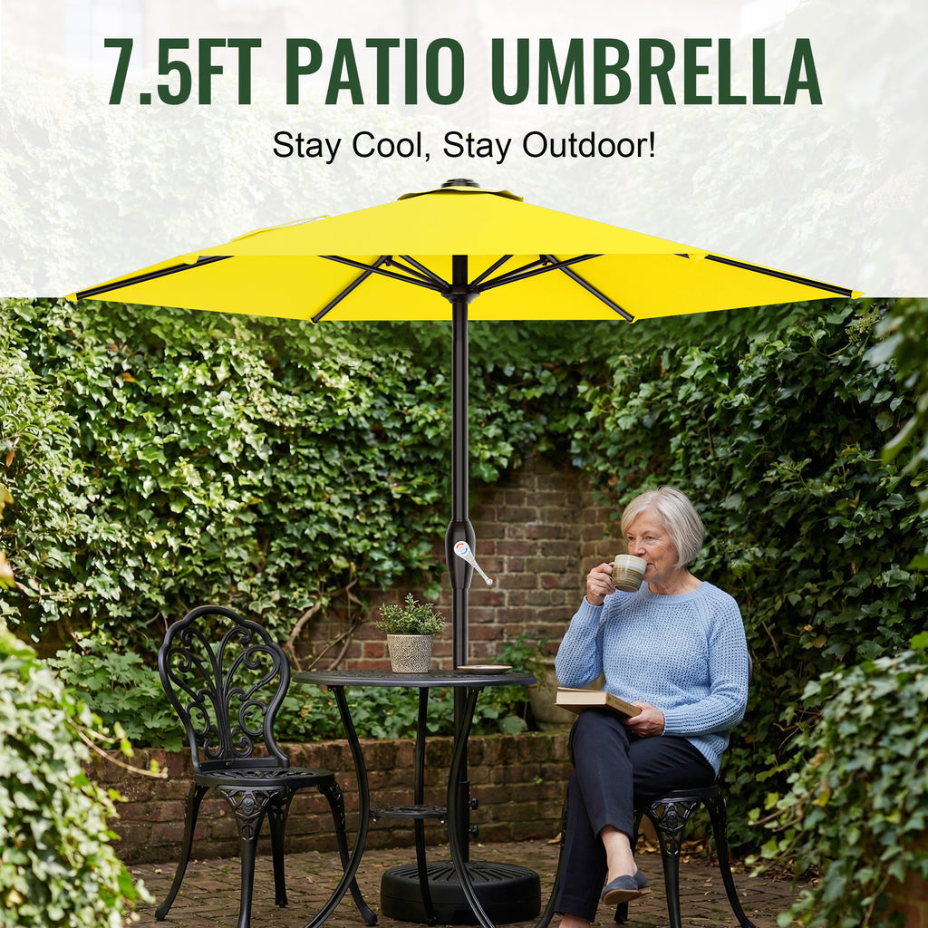 Easthome 7.5' Patio Umbrella Outdoor Table Market Umbrella with Smooth Crank handle, 6 Ribs, Backyard, Poolside, Garden