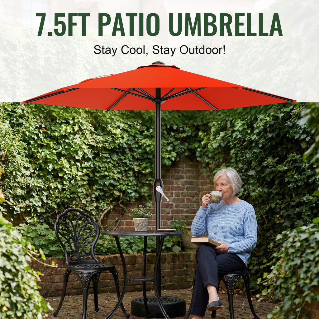 Easthome 7.5' Patio Umbrella Outdoor Table Market Umbrella with Smooth Crank handle, 6 Ribs, Backyard, Poolside, Garden