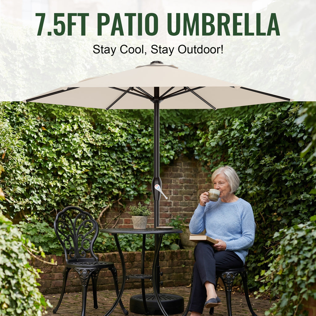 Easthome 7.5' Patio Umbrella Outdoor Table Market Umbrella with Smooth Crank handle, 6 Ribs, Backyard, Poolside, Garden