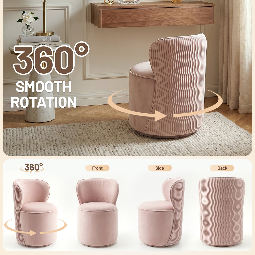 Easthome 360° Swivel Storage Vanity Stool, Hidden Storage Makeup Ottoman Chair for Bedroom, Study, Living Room, Dresser